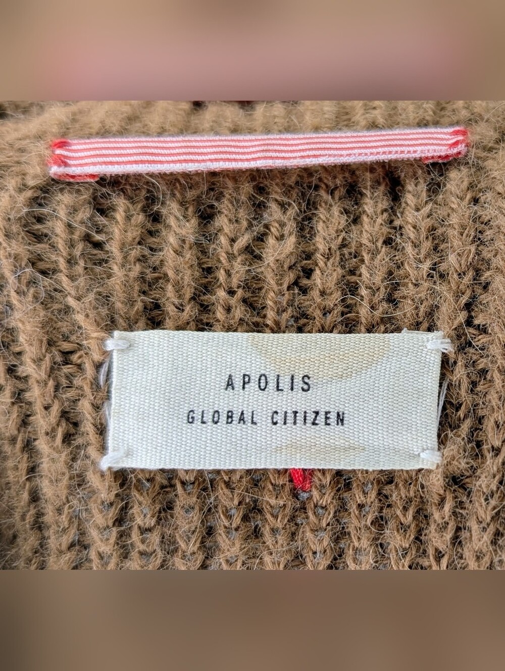Apolis •  Men's Cardigan Sweater w/ elbow patches HOLES - Picture 3 of 5